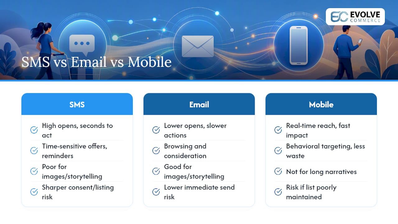 Why SMS marketing works for ecommerce: the benefits and benchmarks — overview diagram