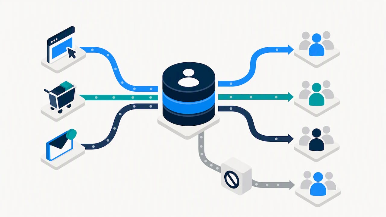 Unified customer data flowing into audience segments