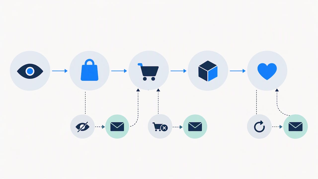 Automated messages branching across funnel stages